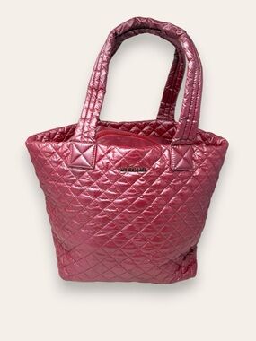 MZ Wallace Medium Metro Quilted Tote Garnet Quil Red Iridescent